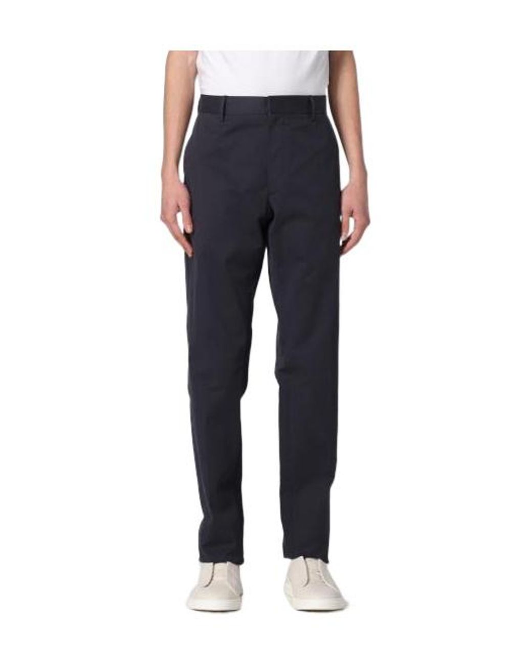 Zegna Blue Straight-Leg Cotton Chino Trousers for men