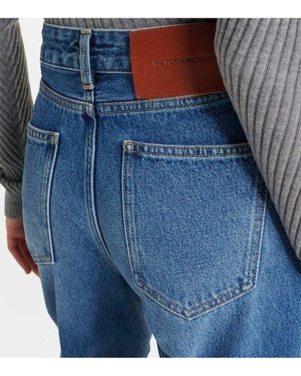 Victoria Beckham Blue High-Rise Wide-Leg Jeans