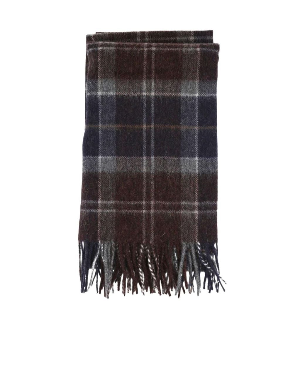 Barbour Black Braden Tartan Fringed Scarf for men