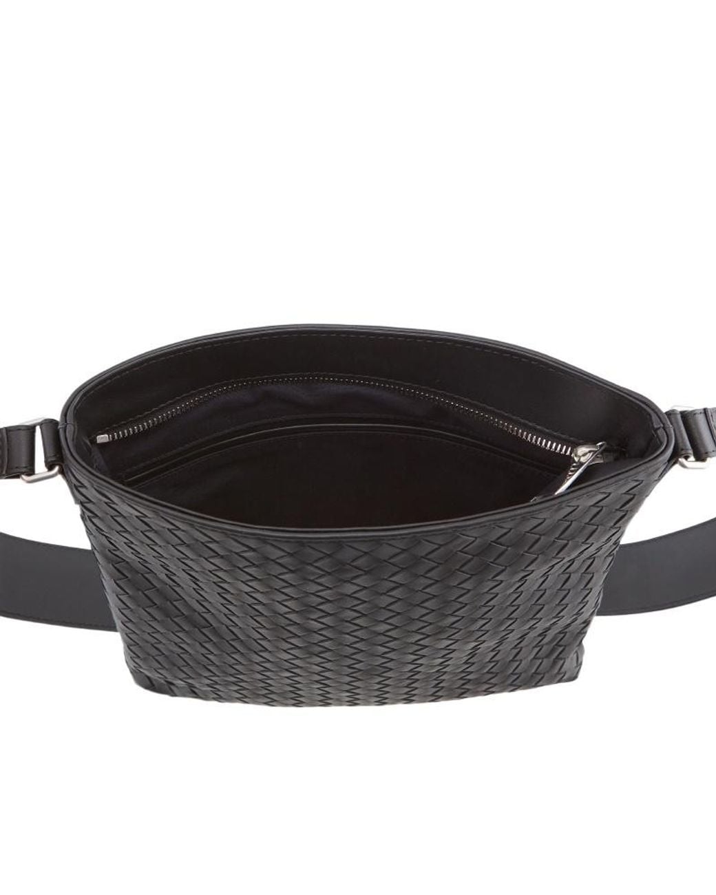 Bottega Veneta Black Woven Detail Cross-Body Bag for men