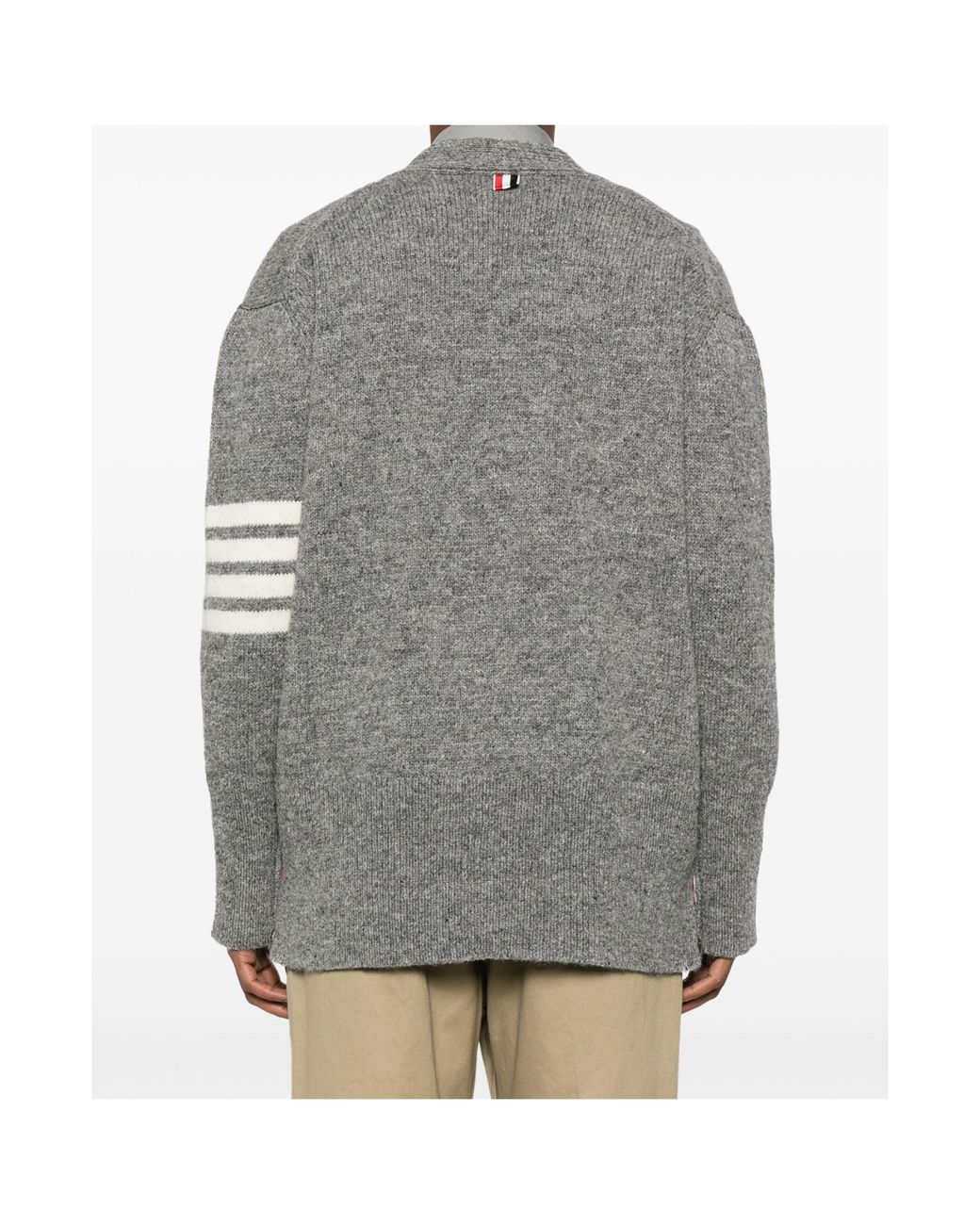 Thom Browne Gray 4-Bar Mélange Wool Cardigan for men