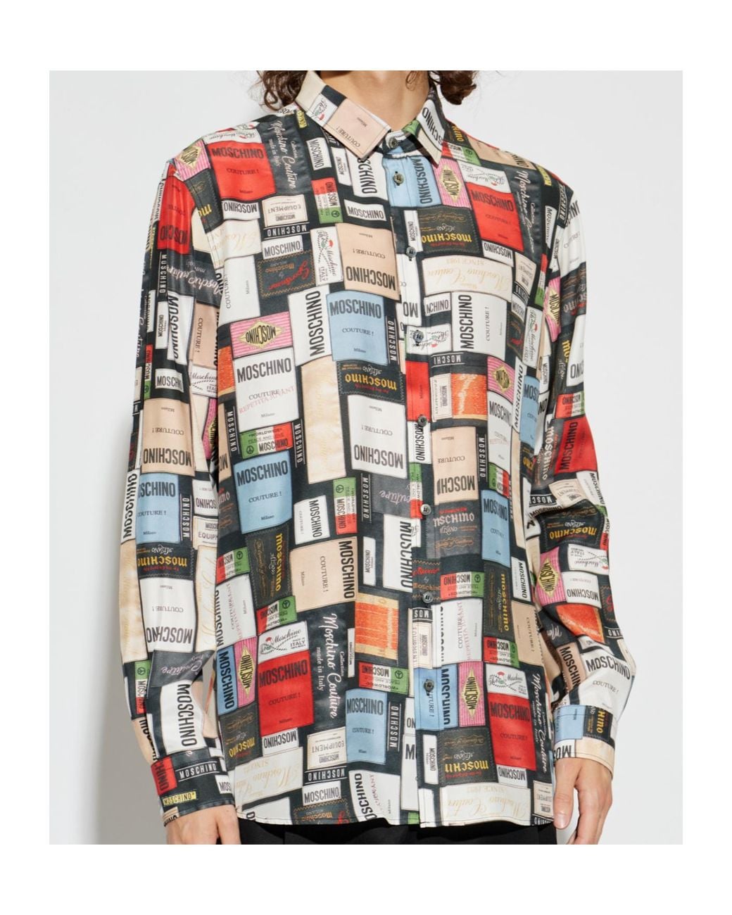 Moschino White Printed Long-Sleeved Shirt for men