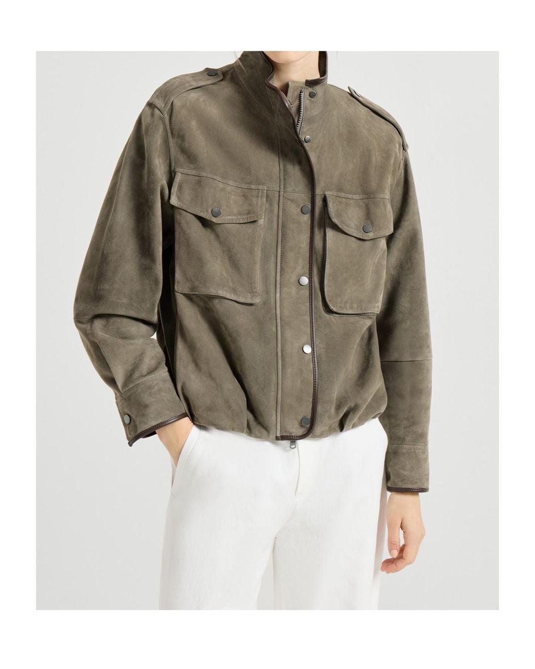Brunello Cucinelli Green Leather Jacket