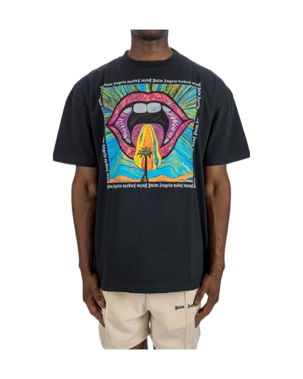 Palm Angels Multicolor Crazy Mouth Straight Hem T-Shirt for men