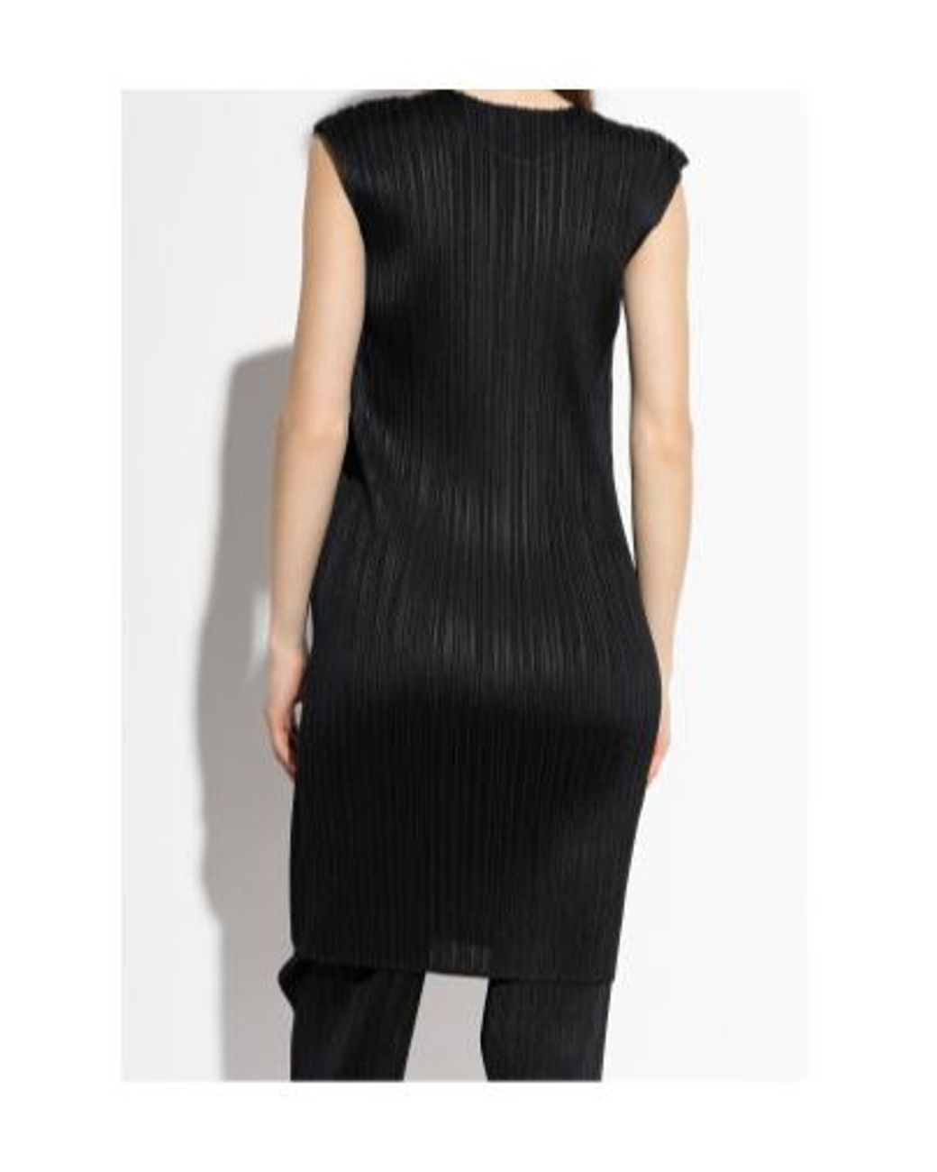 Pleats Please Issey Miyake Black Pleated Mini Dress