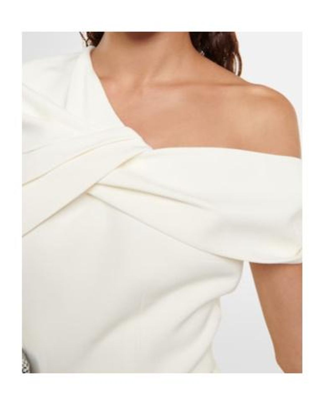 Safiyaa White Salmone Crepe Midi Dress