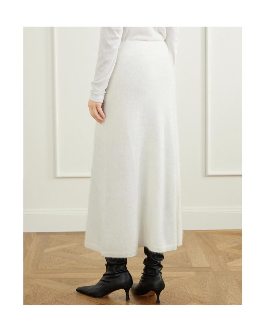 Lisa Yang White Cashmere Midi Skirt