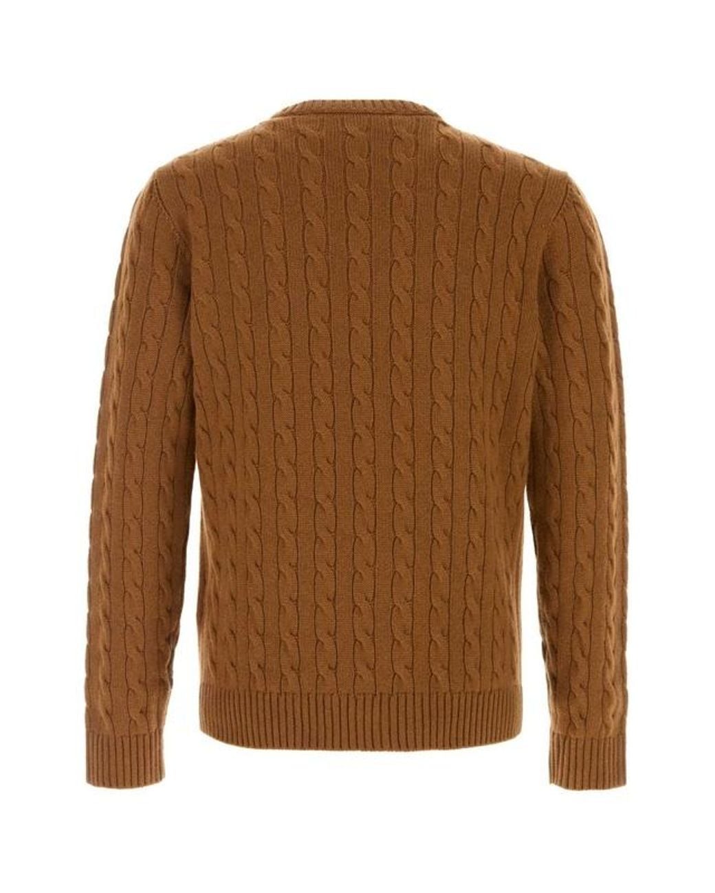 Valentino Brown Vlogo Plaque Cable-Knit Jumper for men