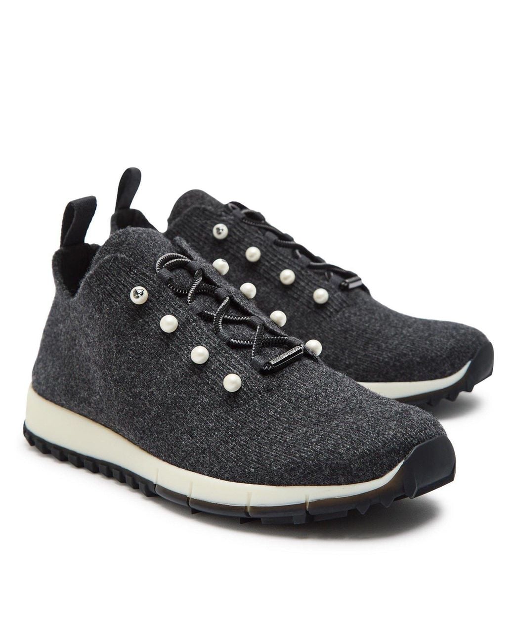 Jimmy Choo Black Cashmere Low-Top Trainers