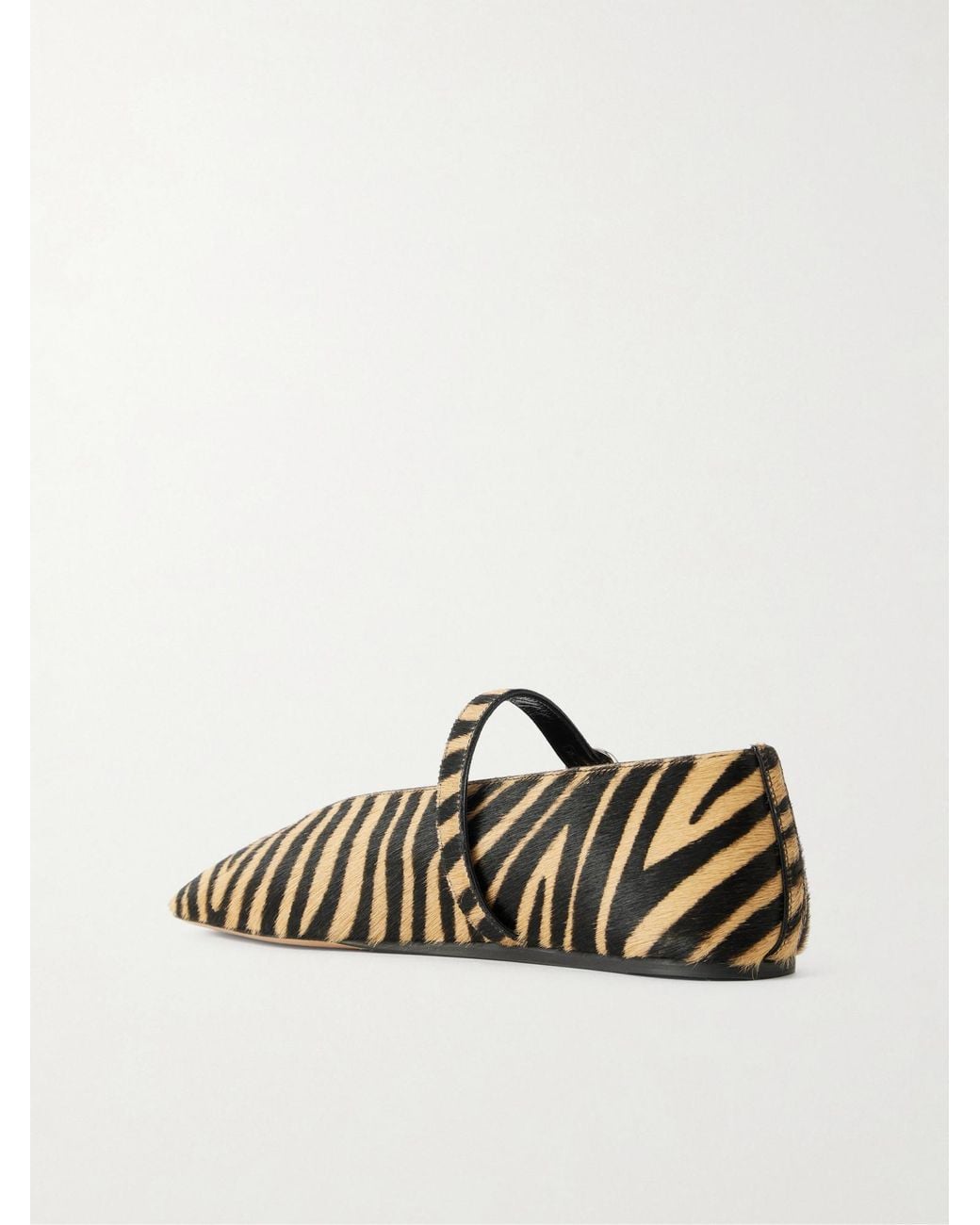 Le Monde Beryl Brown Stella Zebra-Print Calf Hair Mary Jane Ballet Flats