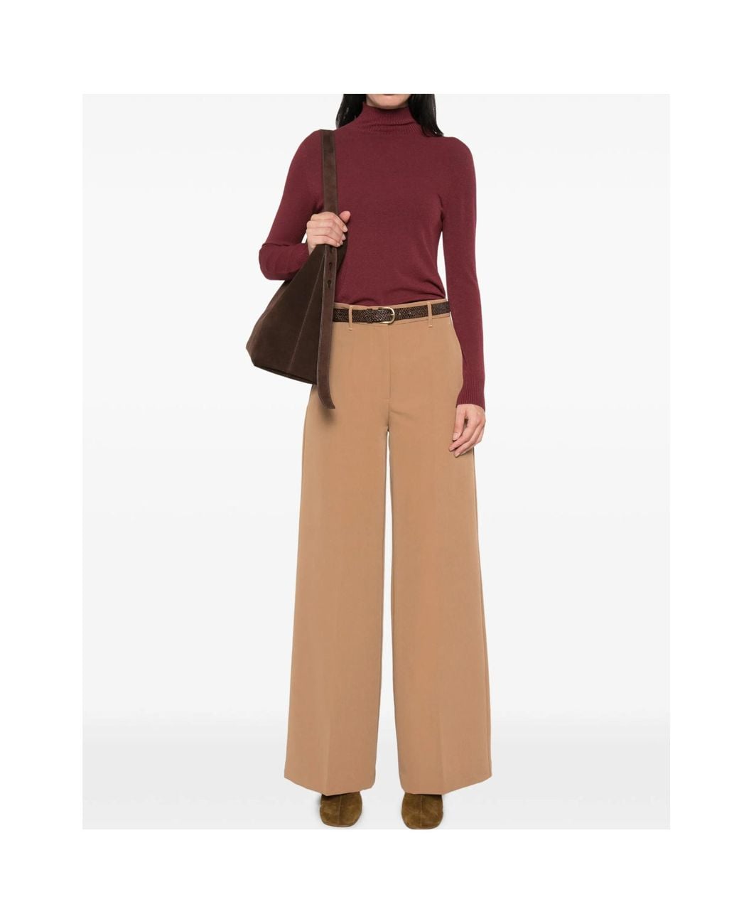 ERMANNO FIRENZE Natural Pressed-Crease Wide-Leg Trousers