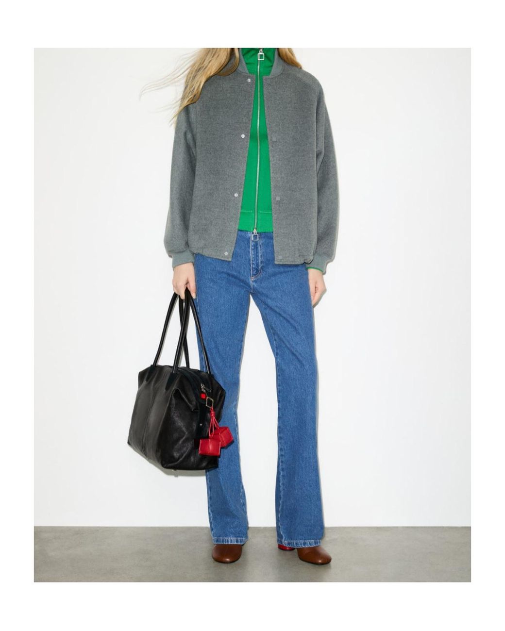 MAX&Co. Gray Double-Woven Wool Bomber Jacket
