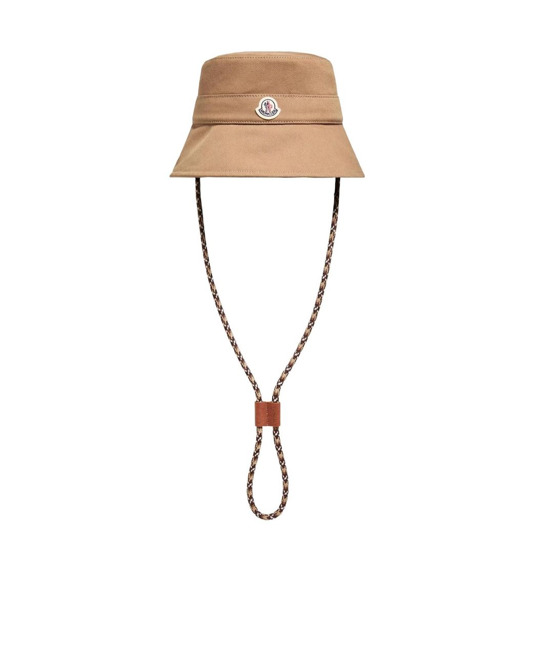 Moncler White Logo Patch Drawstring Bucket Hat