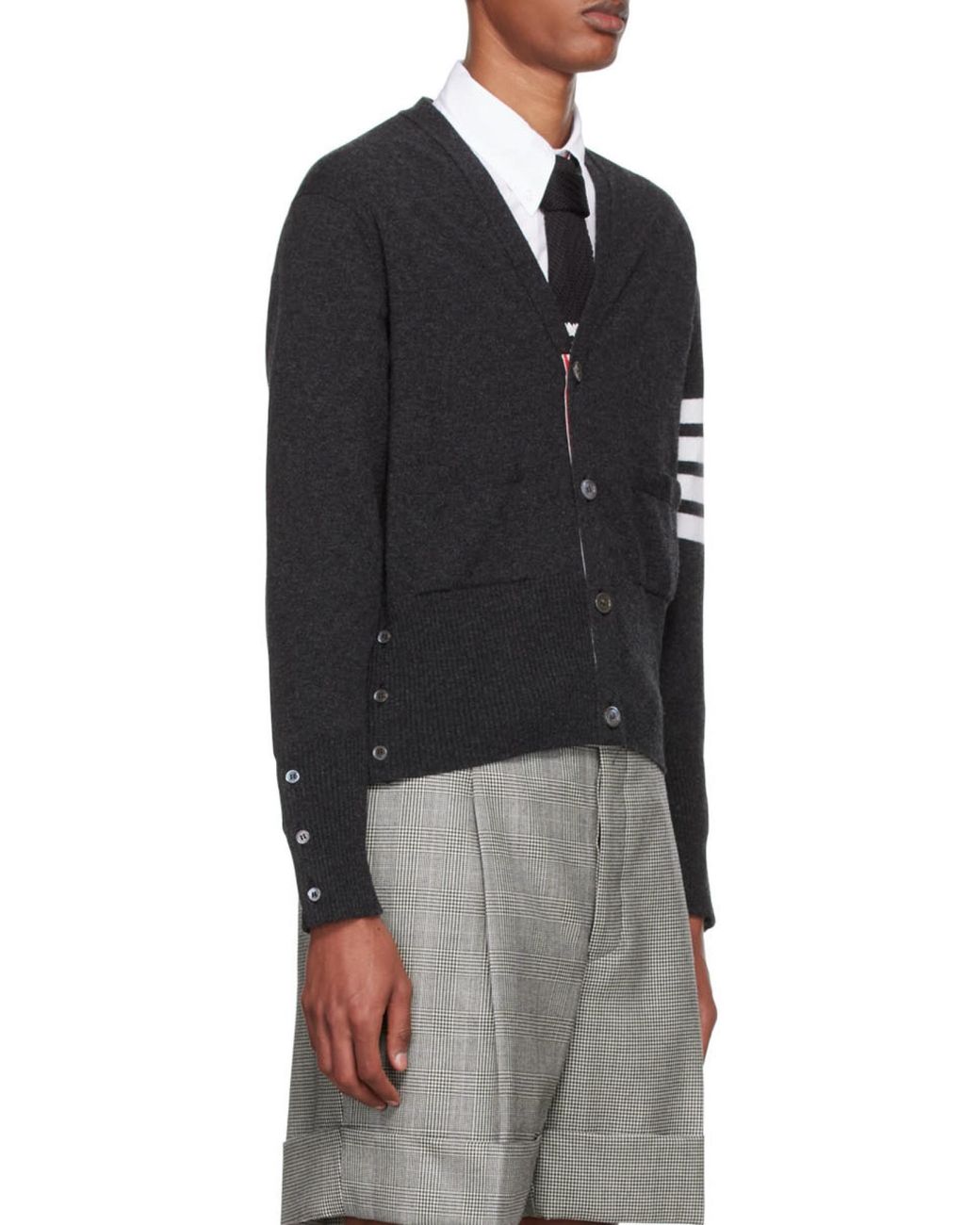 Thom Browne Natural 4-Bar Stripe Cardigan for men