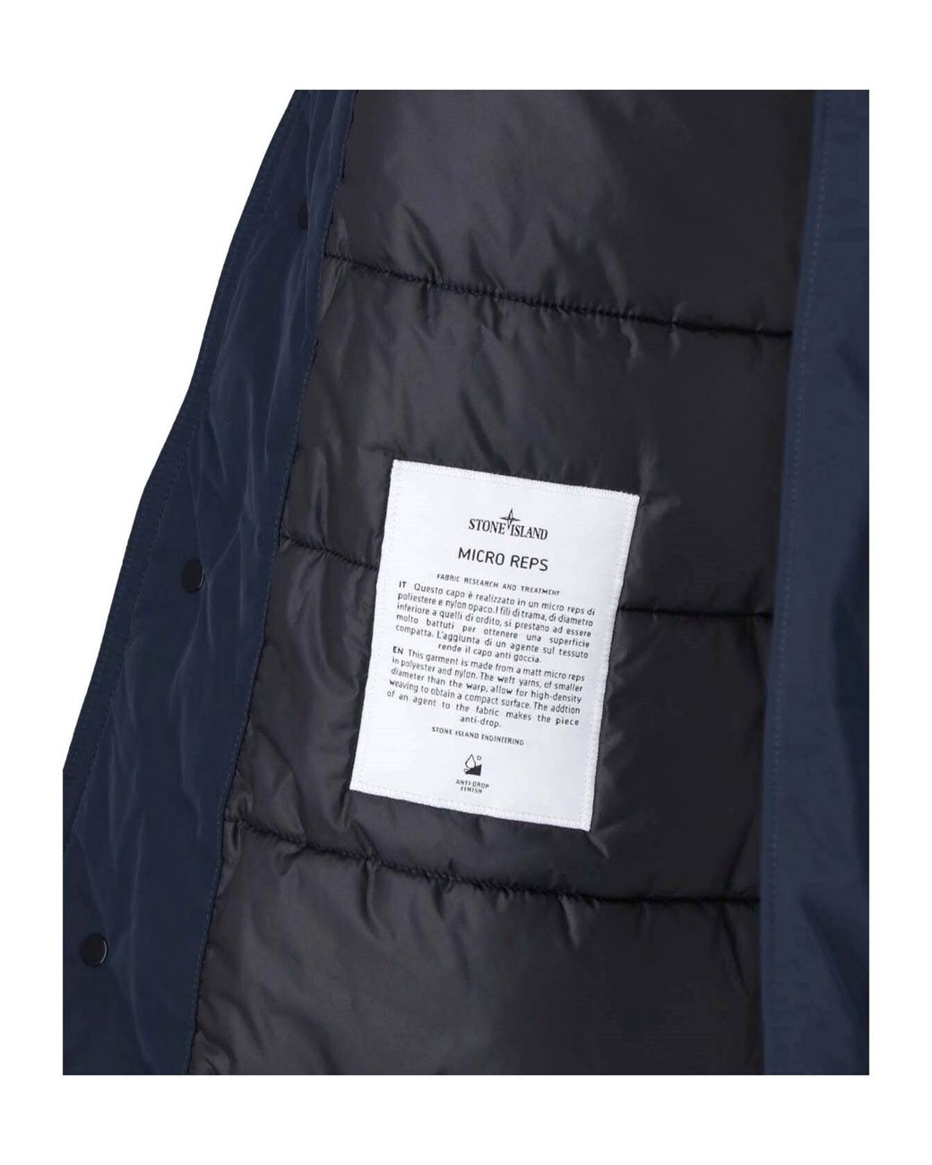 Stone Island Blue Insulated Logo Patch Coat for men