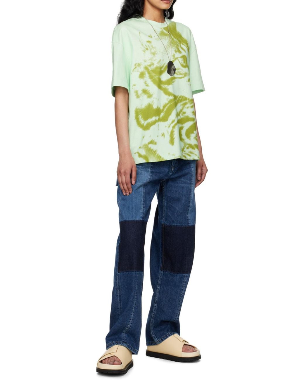 Jil Sander Blue Patchwork Straight-Leg Jeans