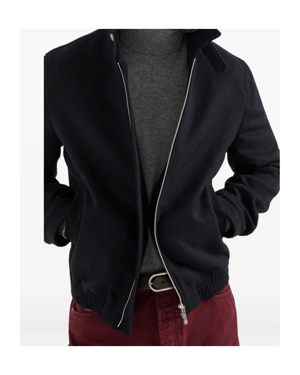 Brunello Cucinelli Black Wool Bomber for men