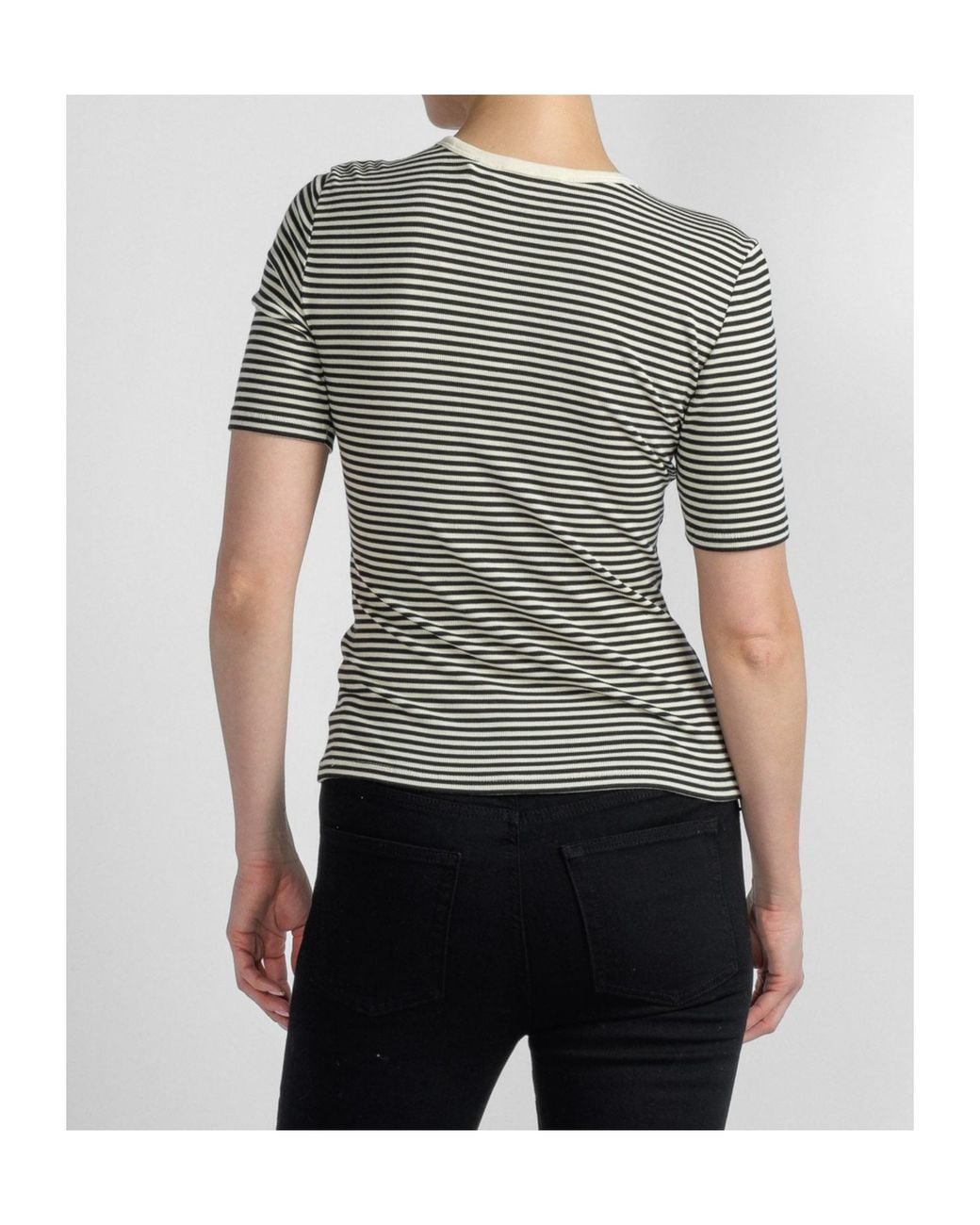 FRAME Gray Fine Rib Crewneck T-Shirt