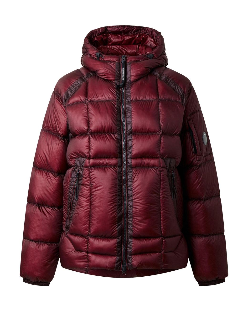 C P Company Red Quilted Hooded Down Puffer Jacket for men