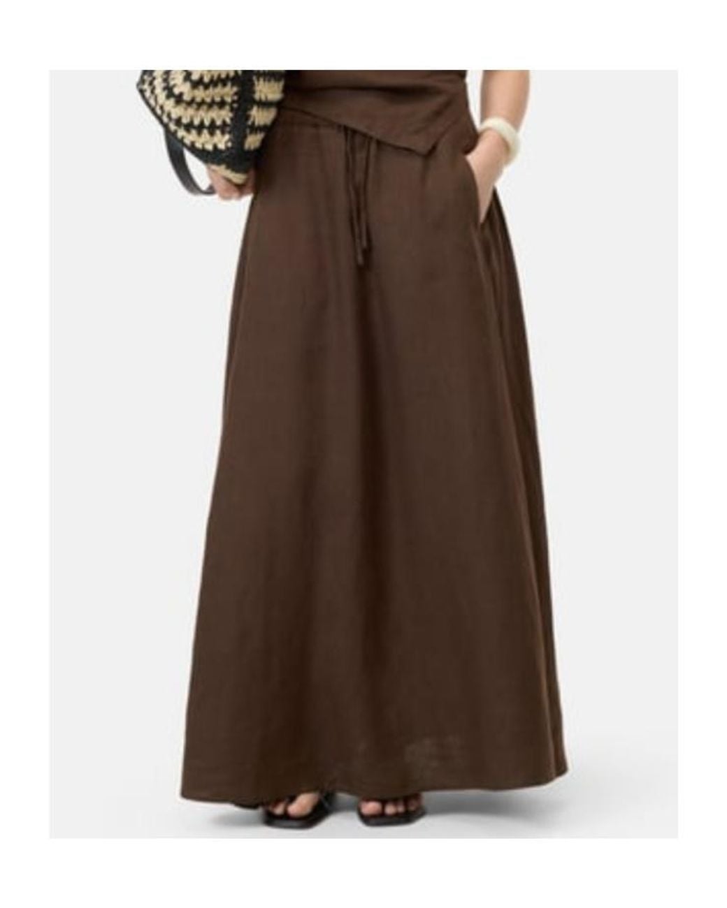 Closed Brown Drawstring Maxi Skirt