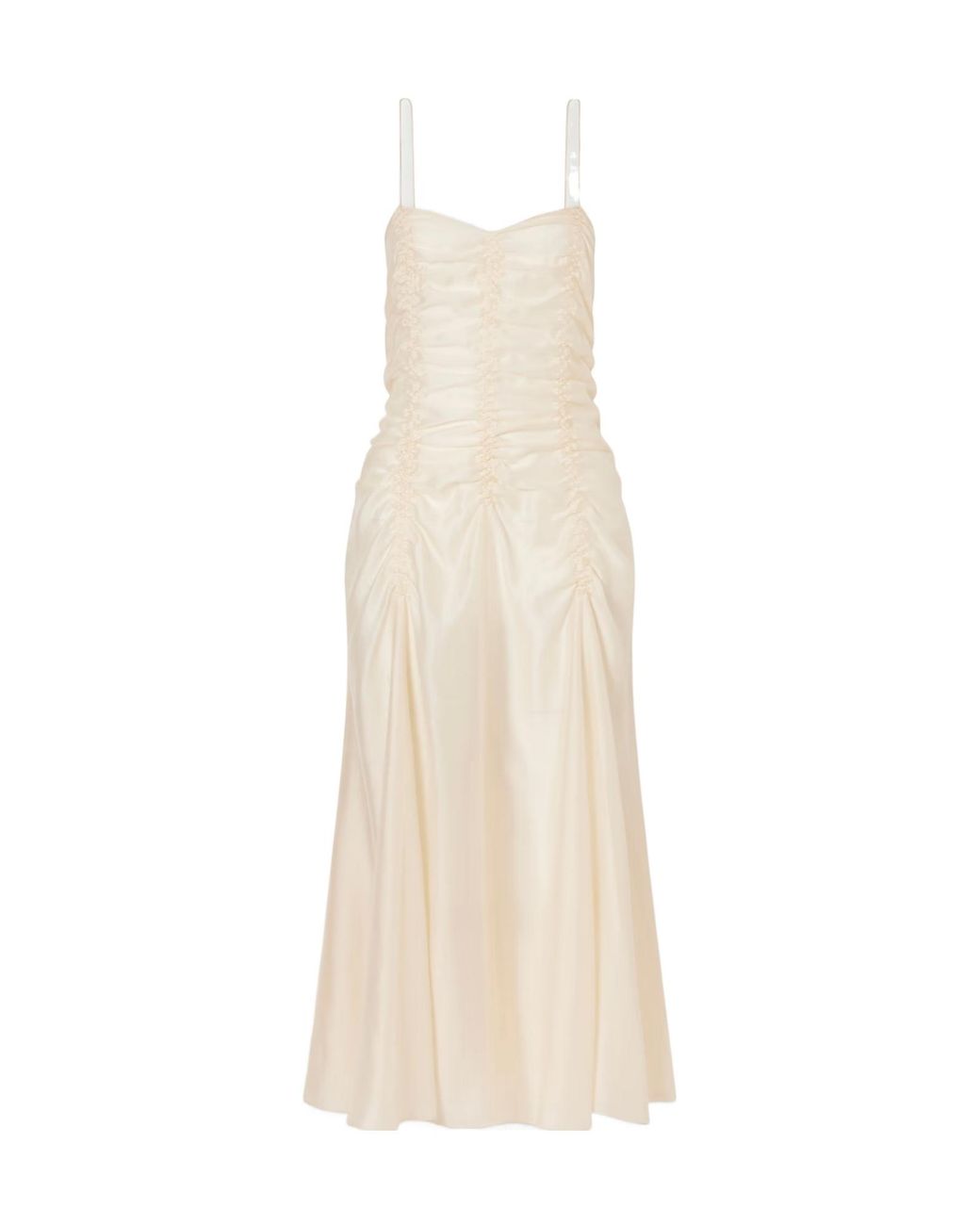 Khaite White Ruched Silk-Blend Midi Dress