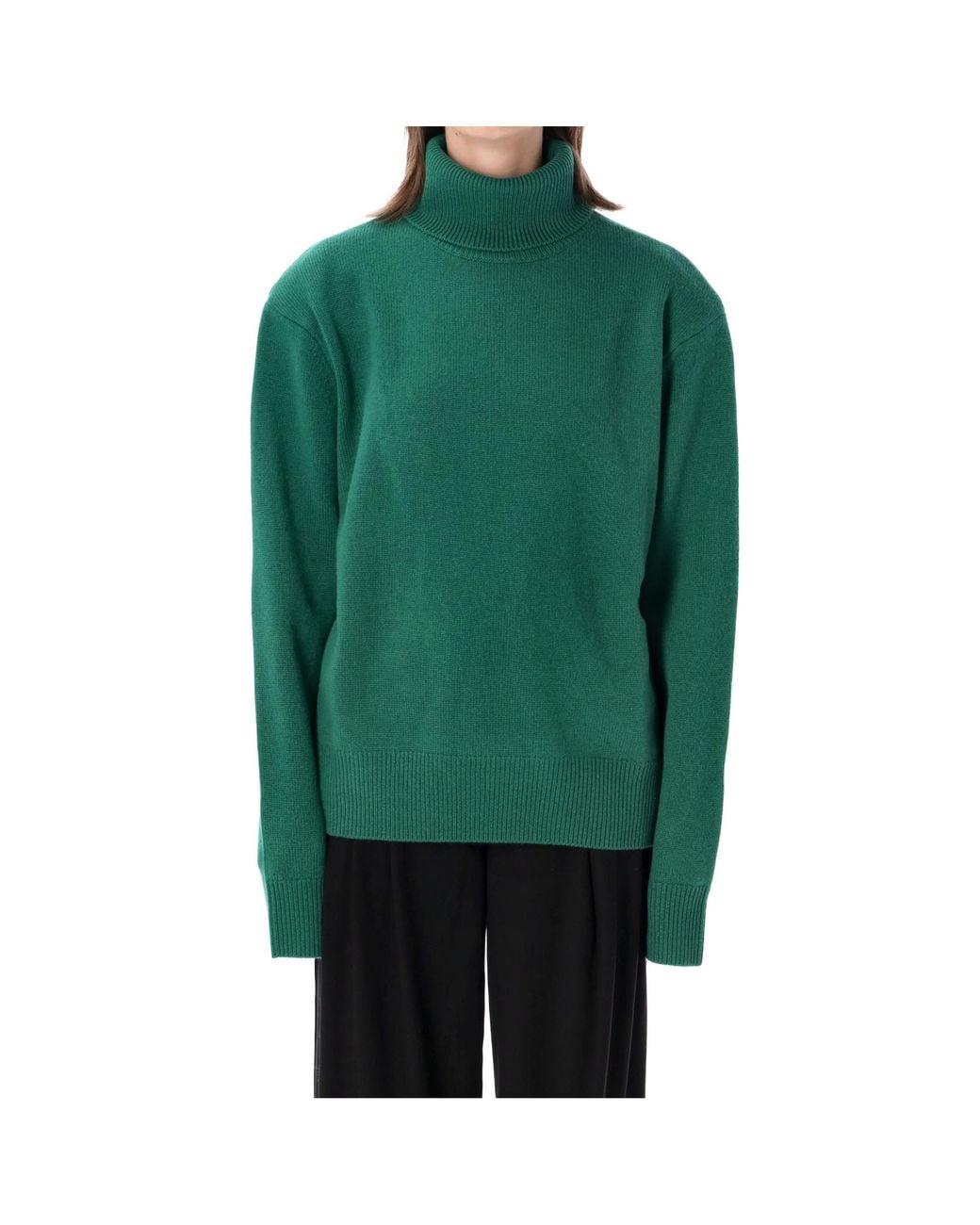 Frankie Shop Green High-Neck Knit Sweater