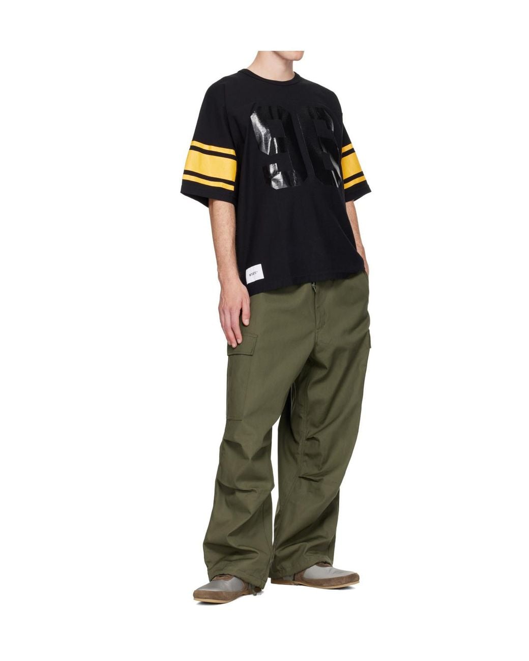 (w)taps Green Drawstring Cargo Pants for men