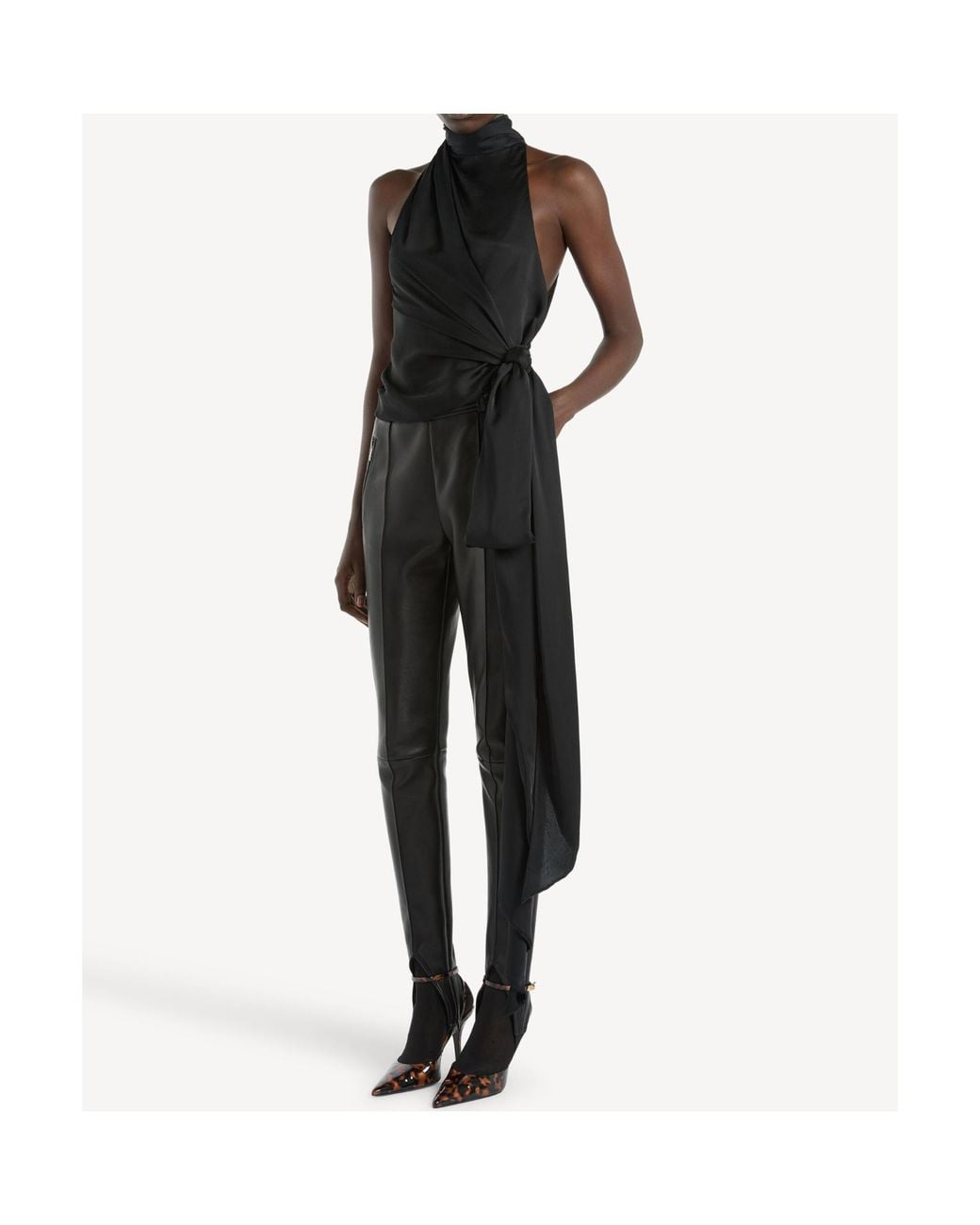 Balmain Black Open-Back Draped Blouse