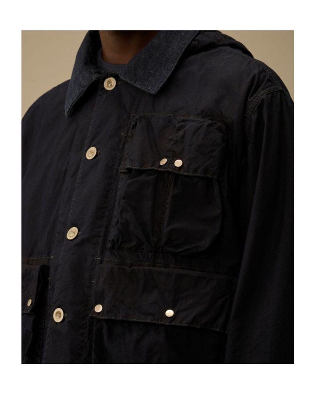 C P Company Black Goggle Hooded Jacket for men