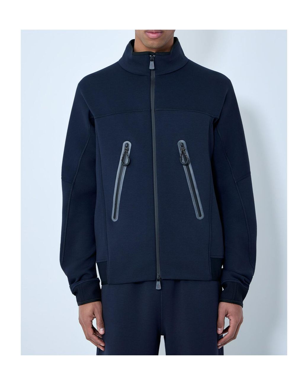 Moncler Blue Logo Zip-Up Sweatshirt for men