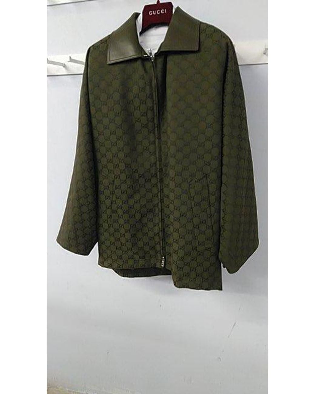 Gucci Green Monogrammed Zip-Up Coat