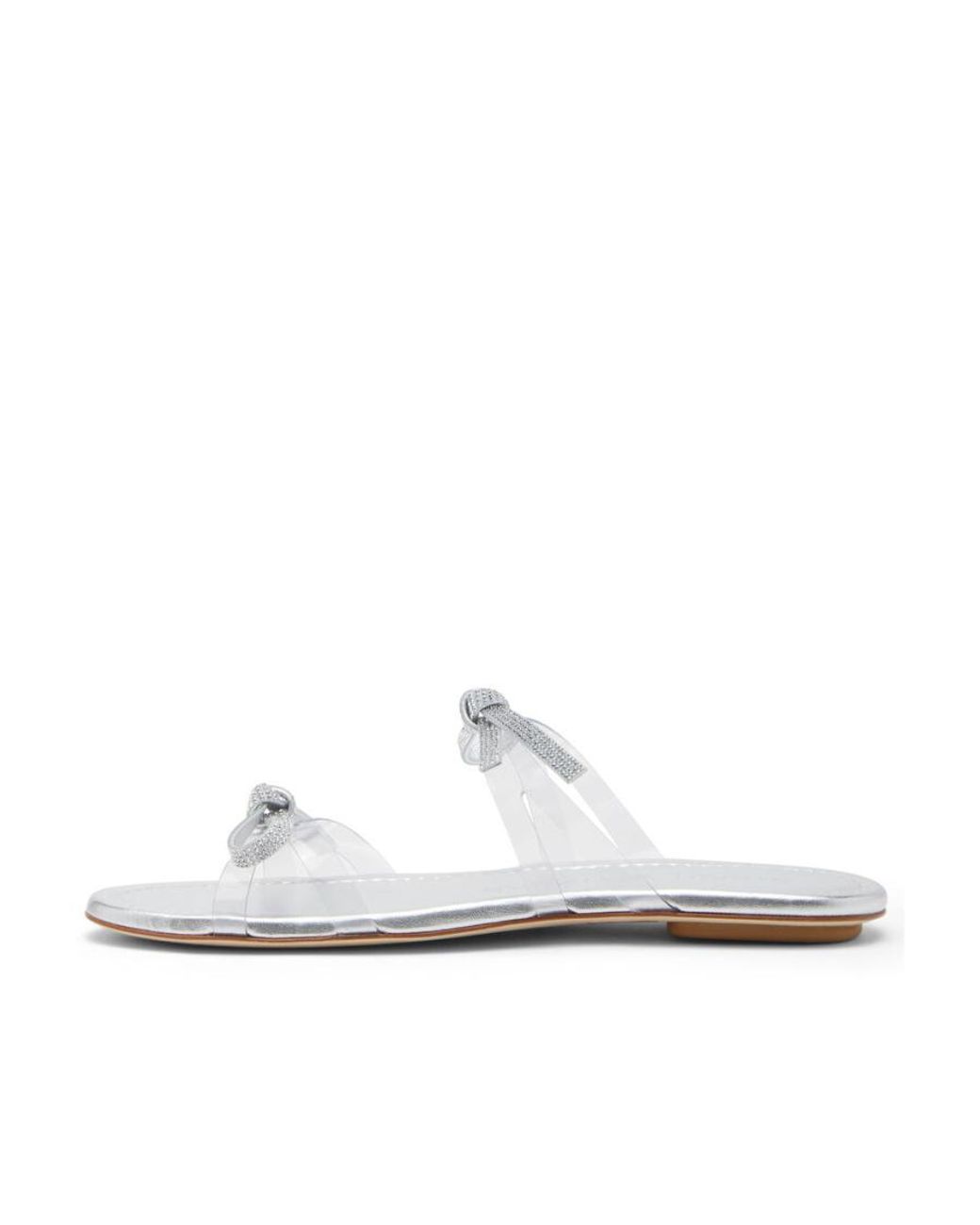 Stuart Weitzman White Bow-Tie Slippers