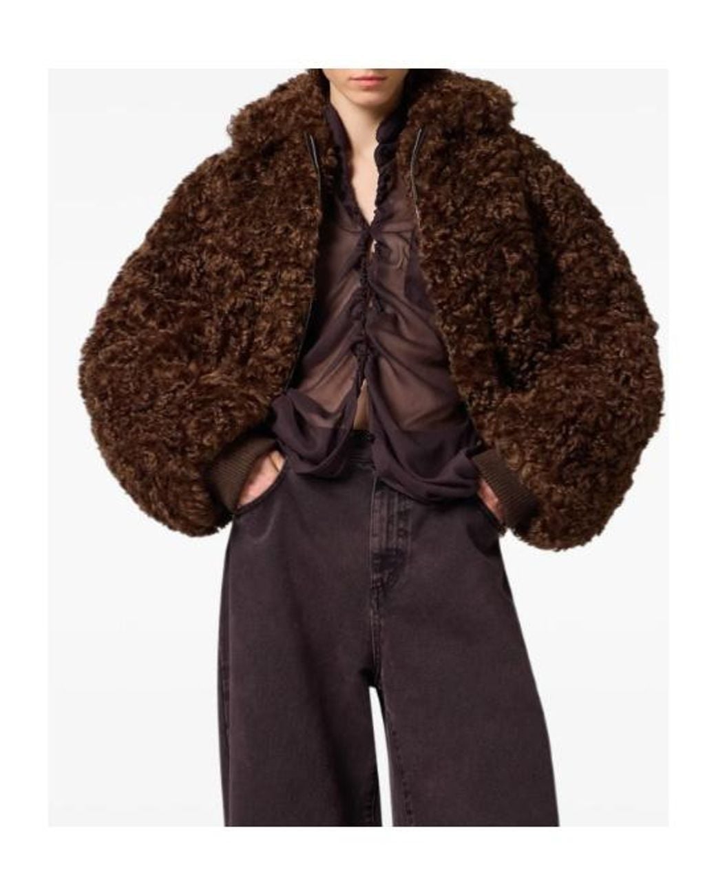 MSGM Brown Zip-Up Jacket