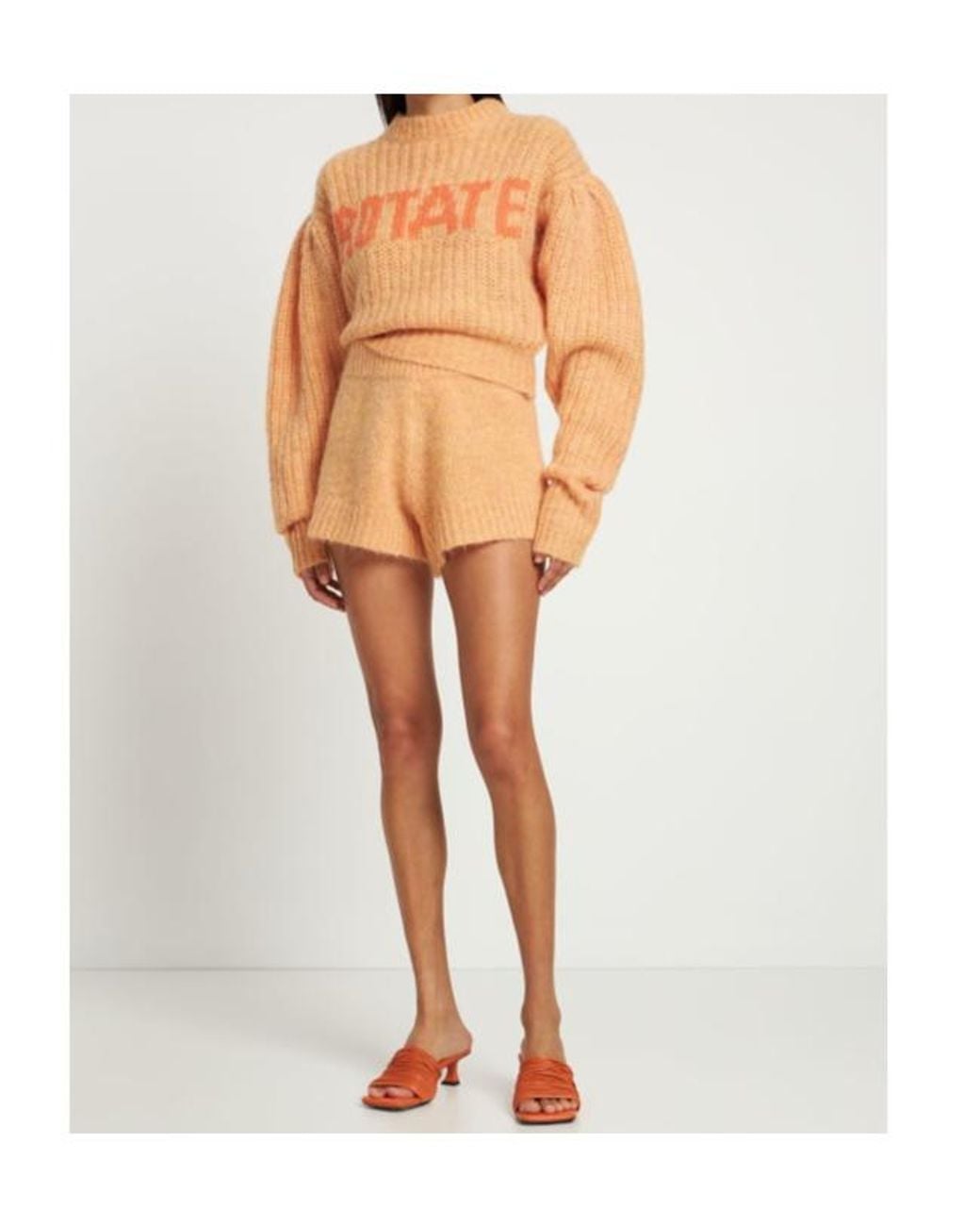 ROTATE BIRGER CHRISTENSEN Orange Susanna Wool Blend Knit Shorts
