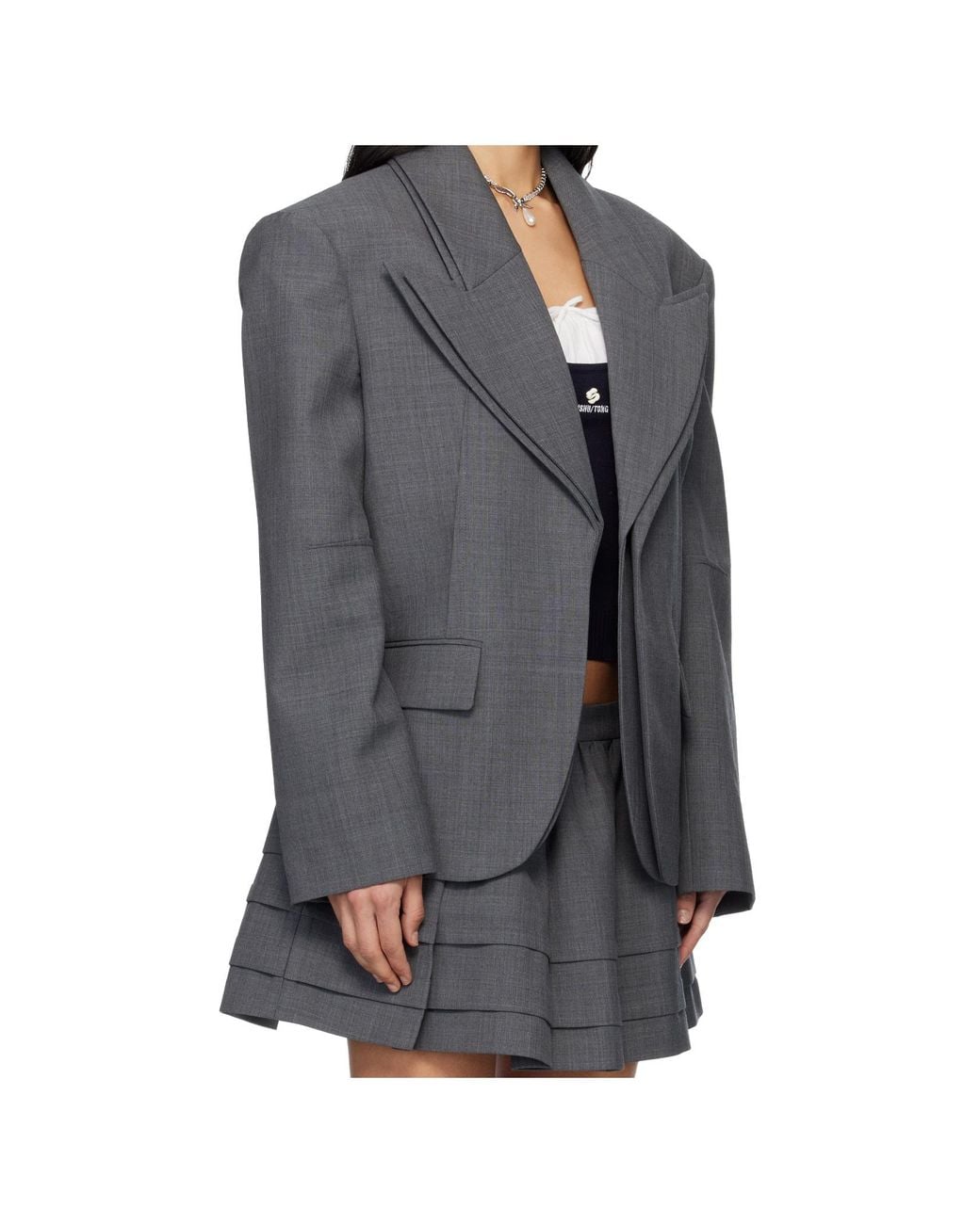 ShuShu/Tong Gray Long-Sleeved Suit Jacket