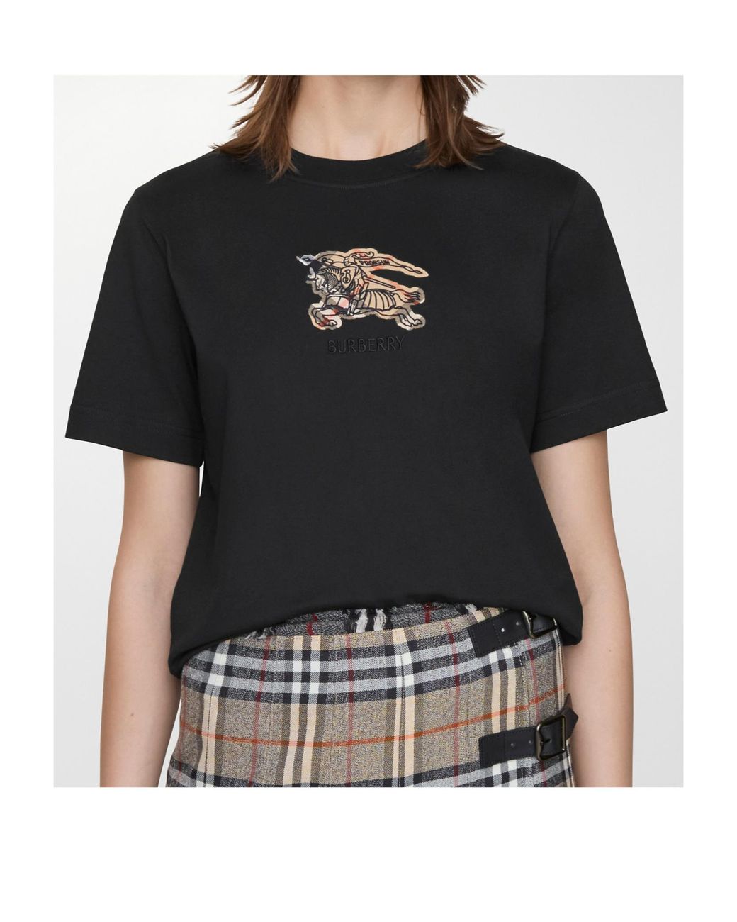 Burberry Black Ekd Check Crewneck T-Shirt