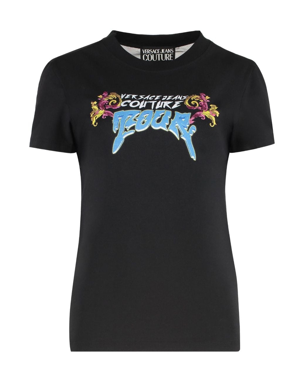Versace Jeans Black Couture Logo Printed Crewneck T-Shirt