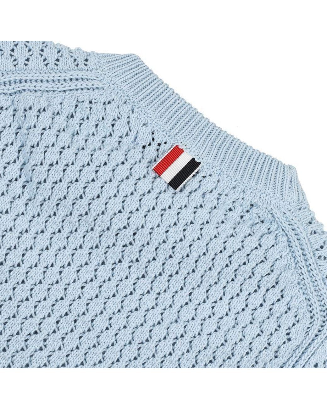 Thom Browne Blue Hector Pointelle Knitted T-Shirt