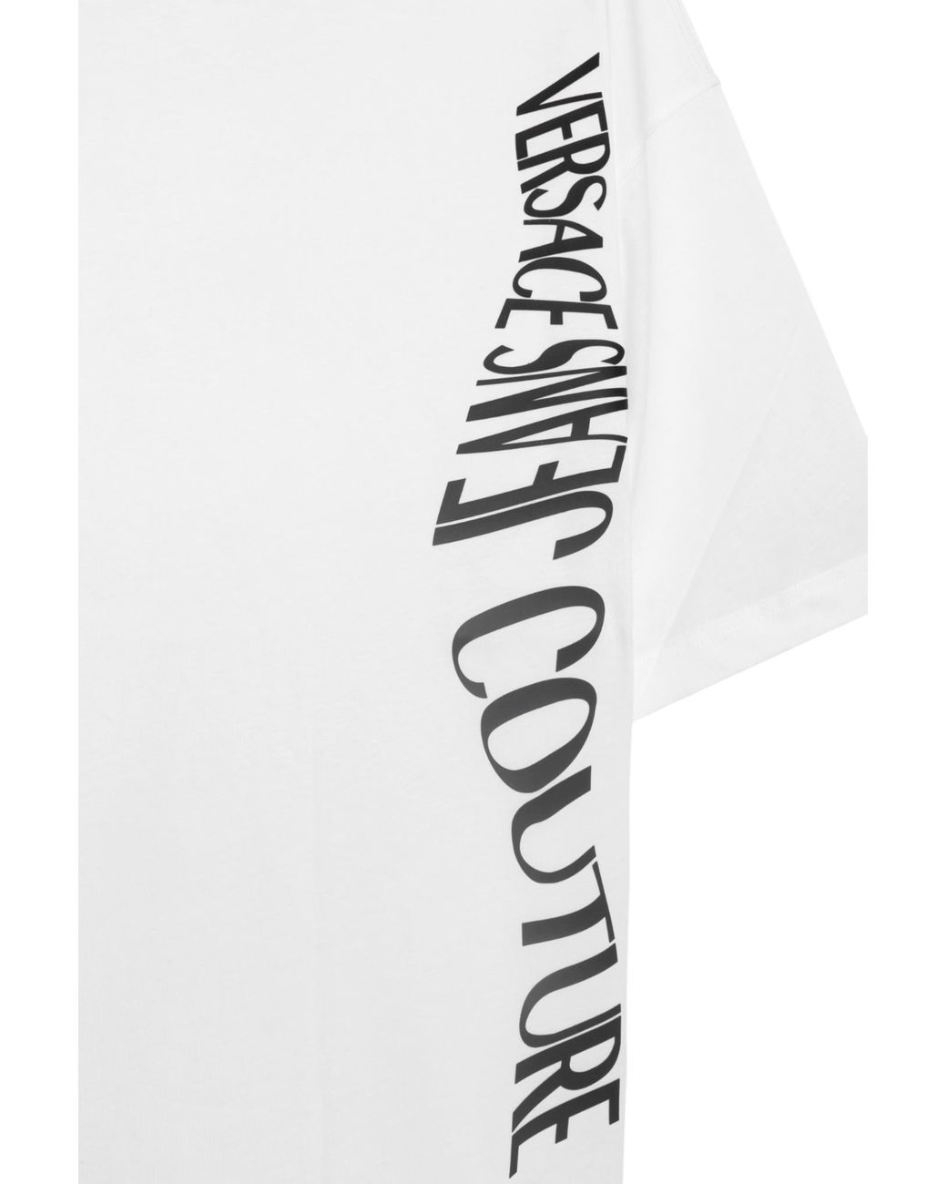 Versace Jeans White Vertical-Logo T-Shirt for men