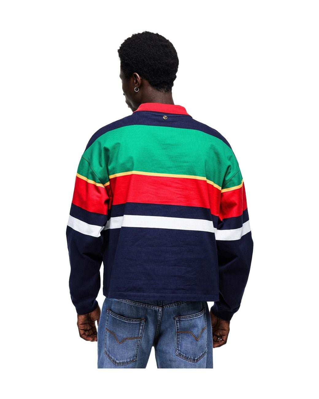 Versace Blue Striped Crew Sweatshirt for men