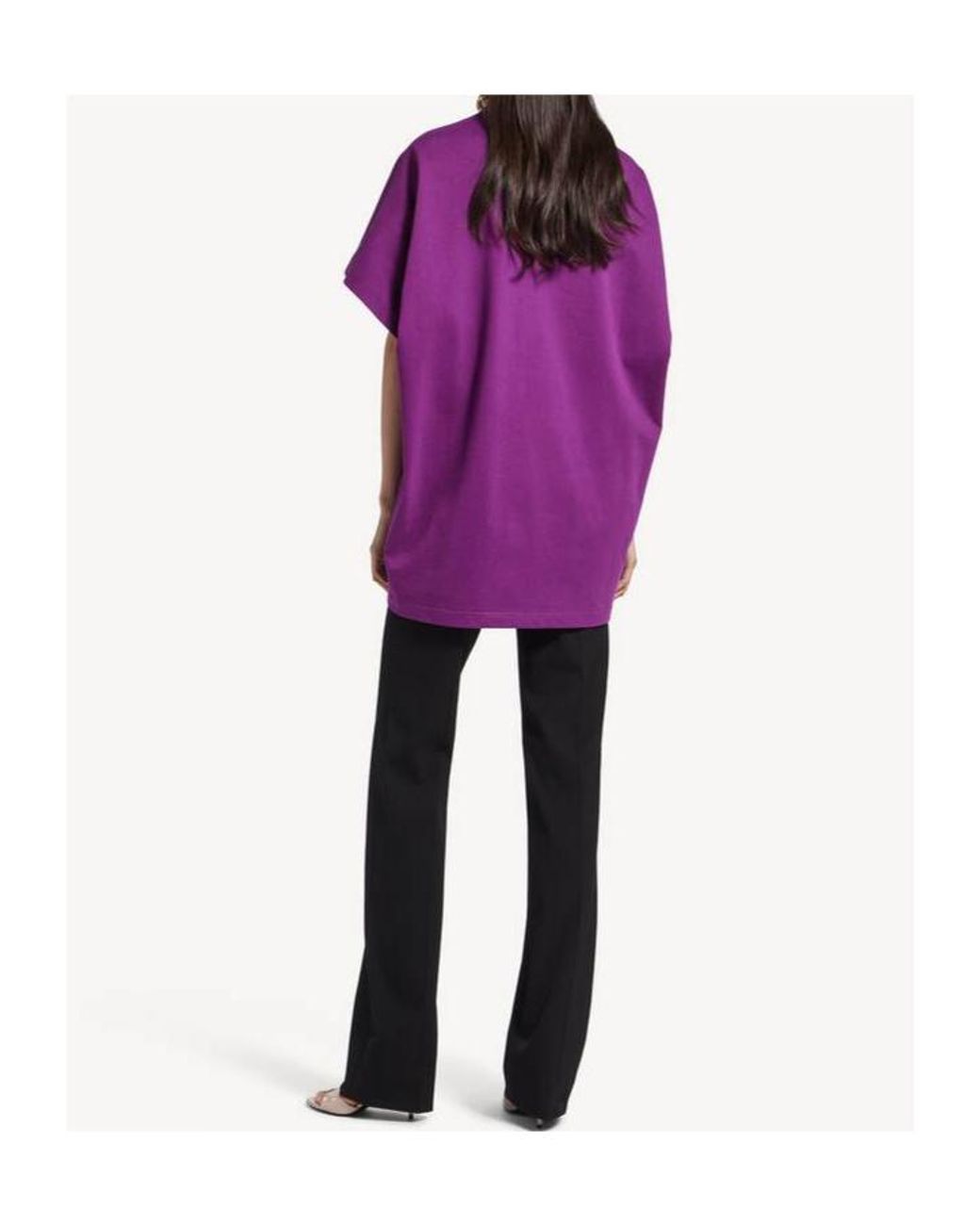 Balenciaga Purple Oversized Mock-Neck T-Shirt