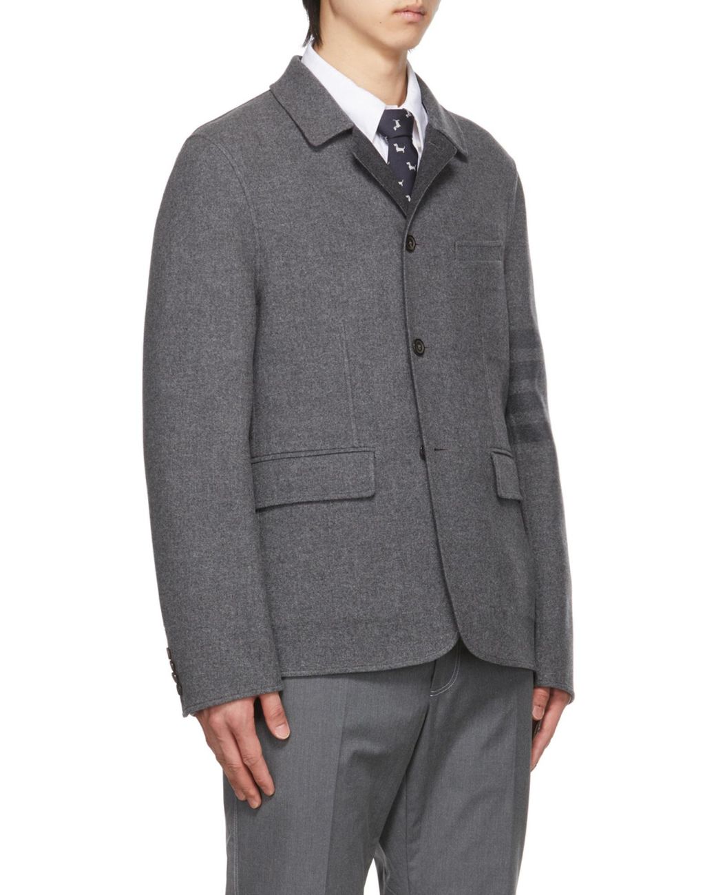 Thom Browne Gray Wool Button-Fastening Shirt-Jacket for men