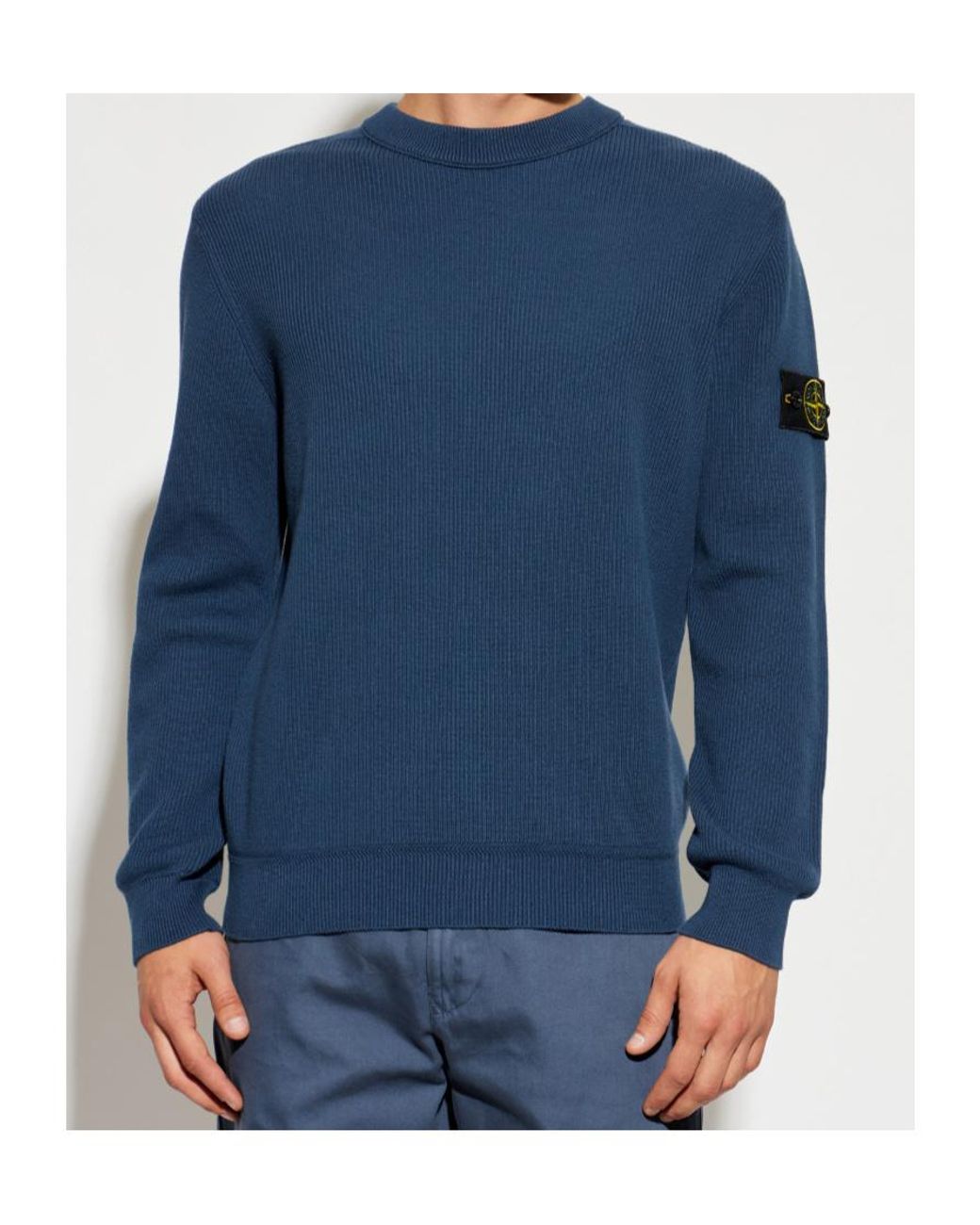Stone Island Blue Long Sleeve Logo Patch Sweatshirt for men