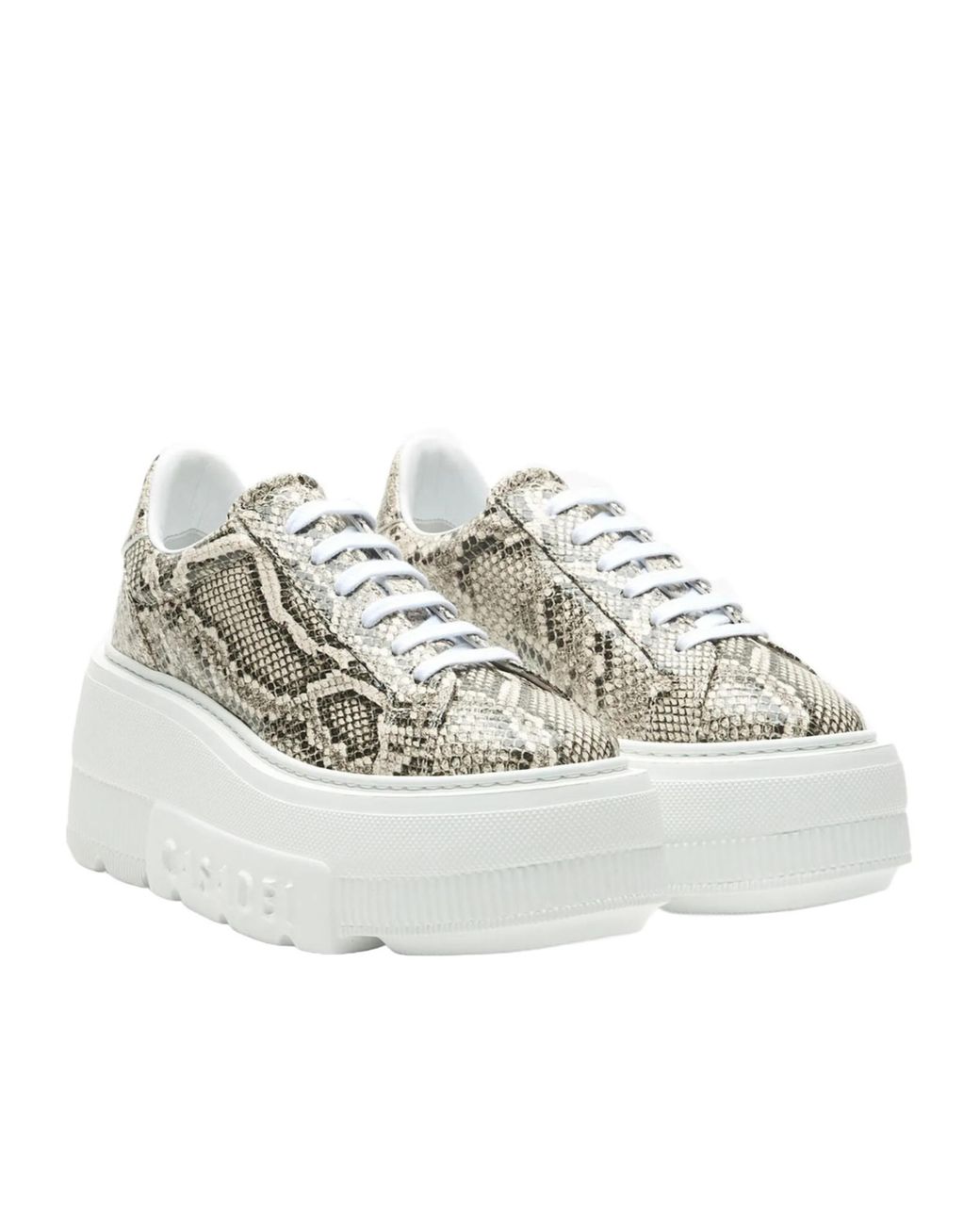 Casadei White Nexus Basilisco Python-Print Sneakers