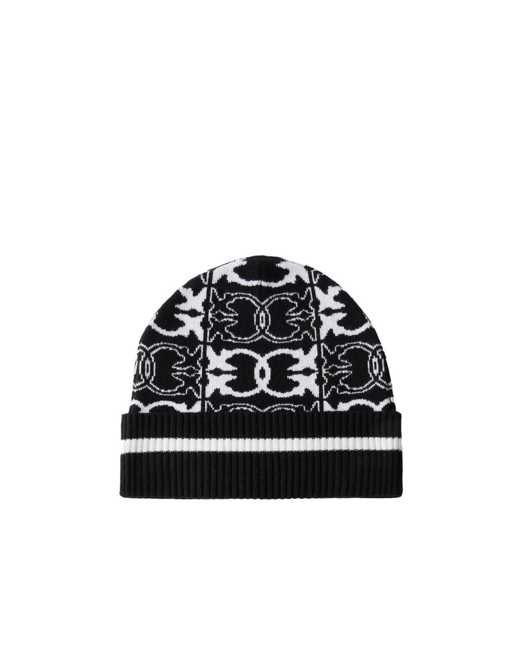 Pinko Black Logo Intarsia Knitted Beanie