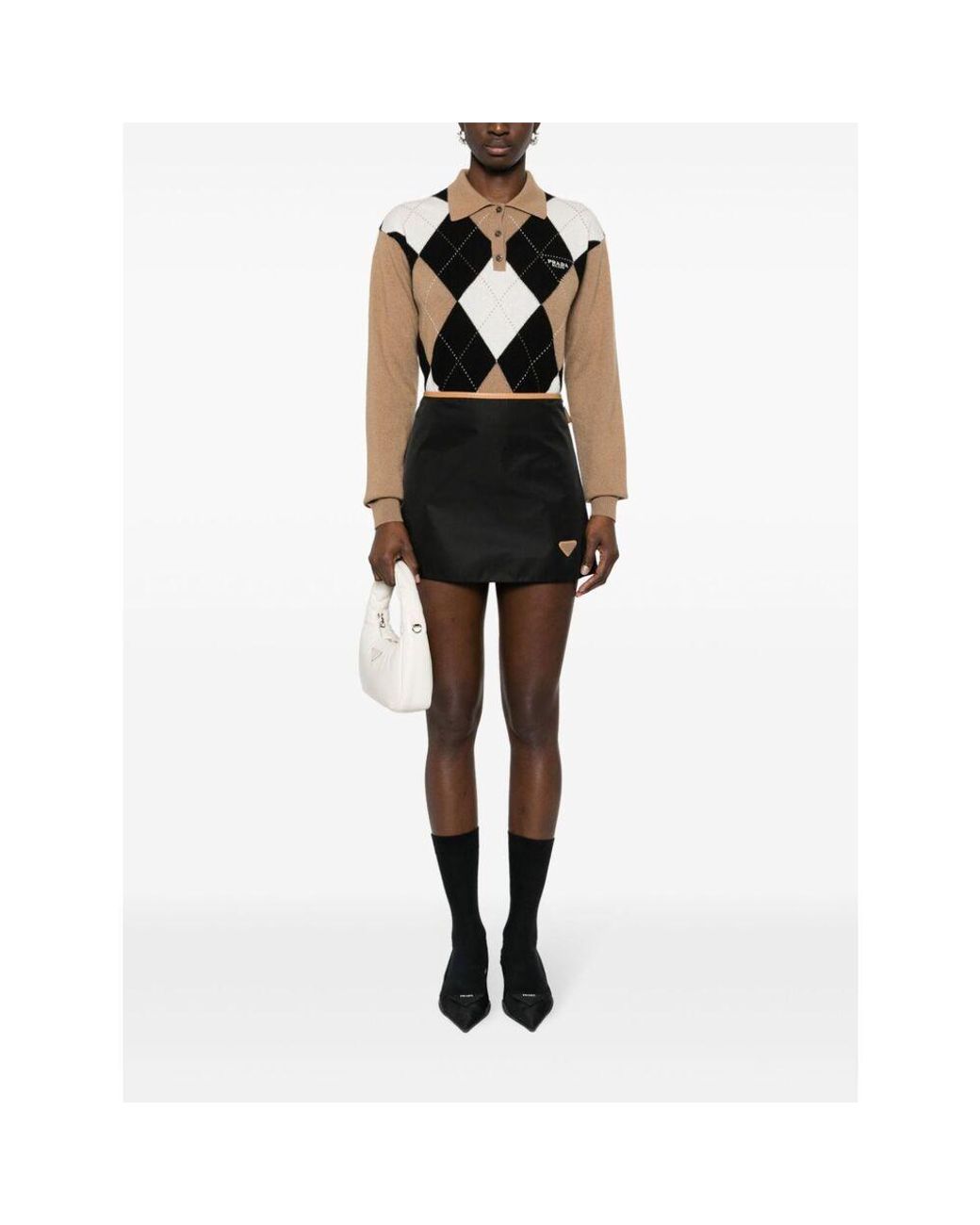 Prada Black Logo Plaque Skirt