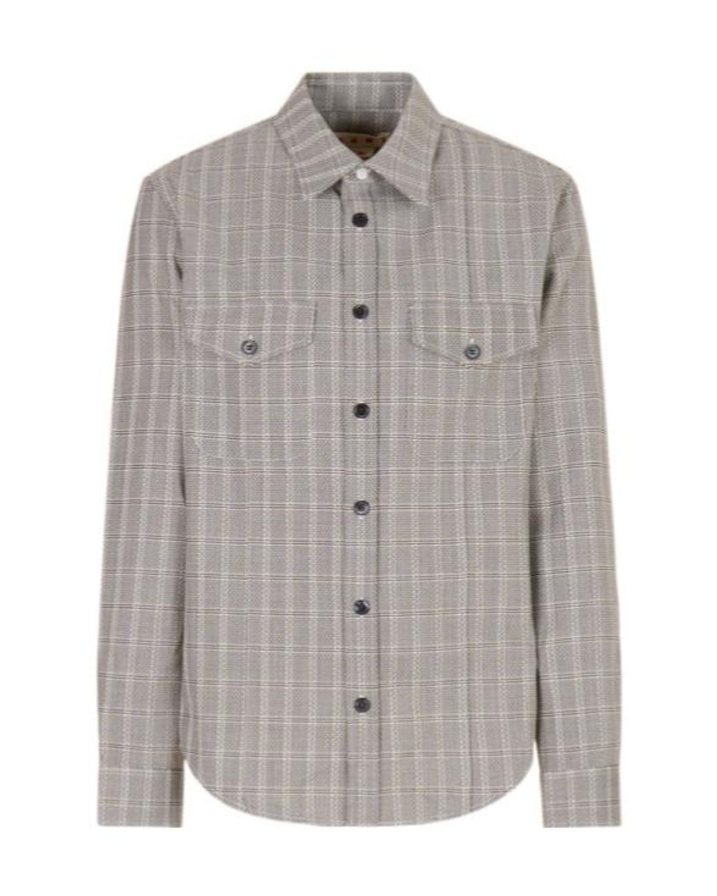 Marni Gray Tartan Check Long Sleeved Shirt for men