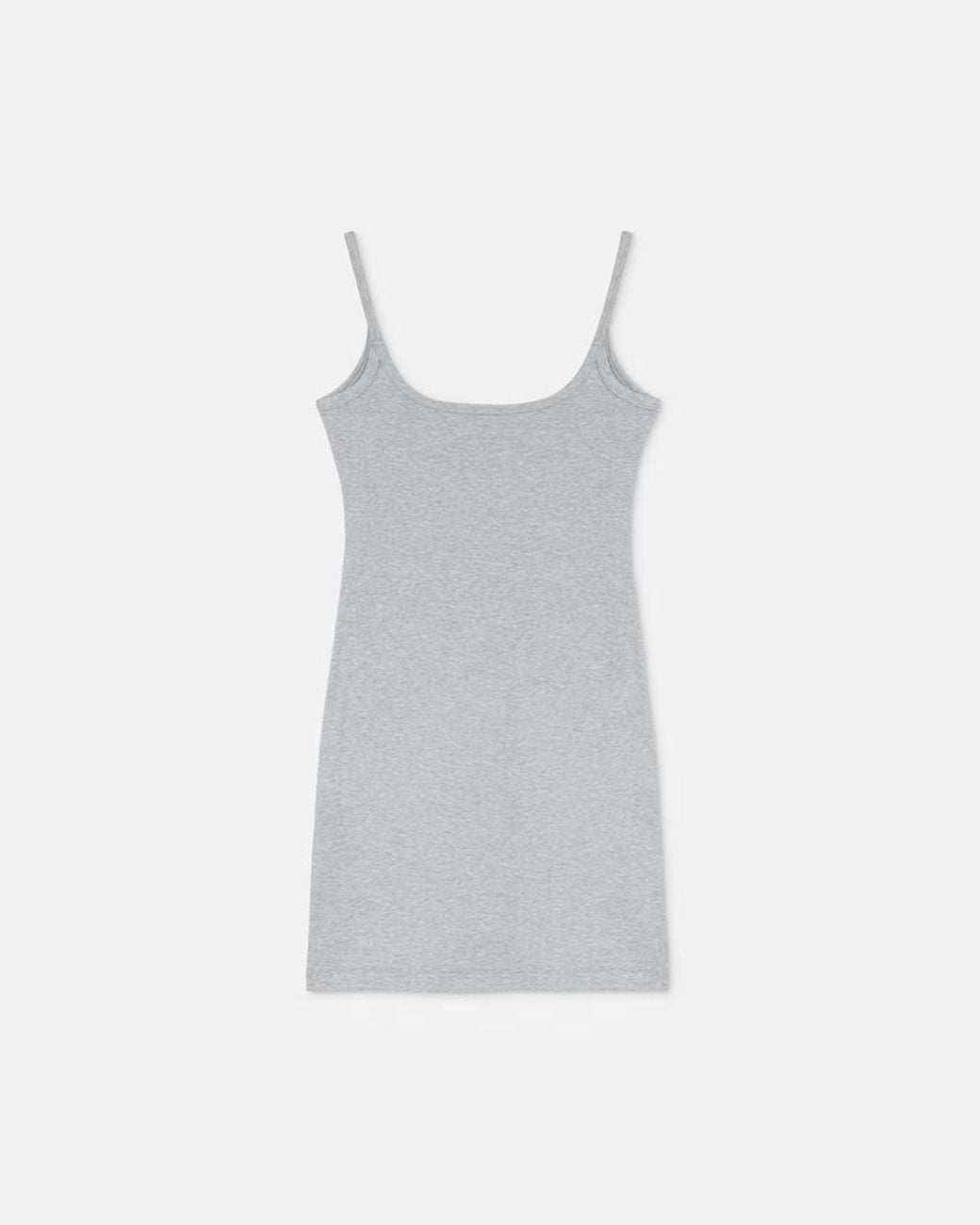 Versace Gray Logo Embroidered Ribbed Mini Dress