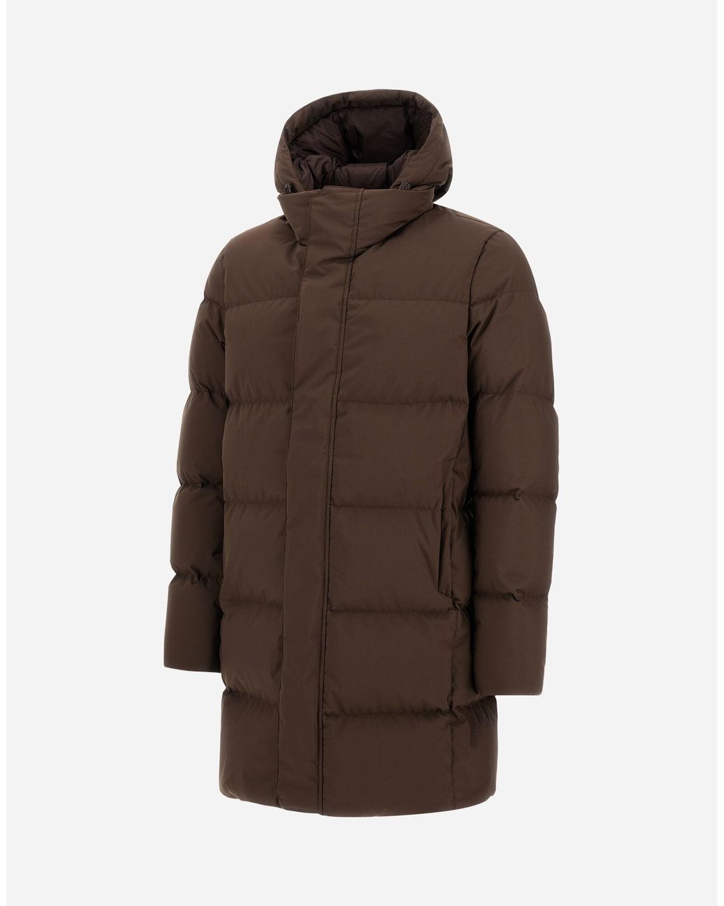 Herno Brown Hooded Down Jacket for men
