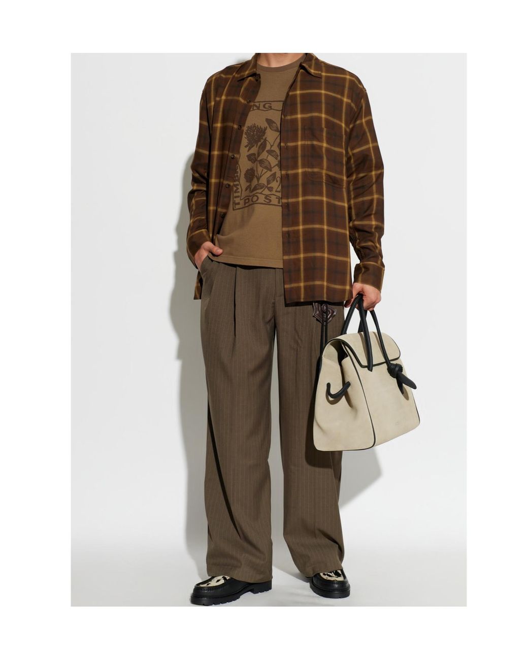 Song For The Mute Brown Check-Pattern Shirt for men